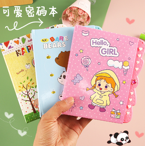 卡通密碼本兒童少女心可愛(ài)日記本帶鎖學(xué)生創(chuàng)意文具批發(fā)筆記本
